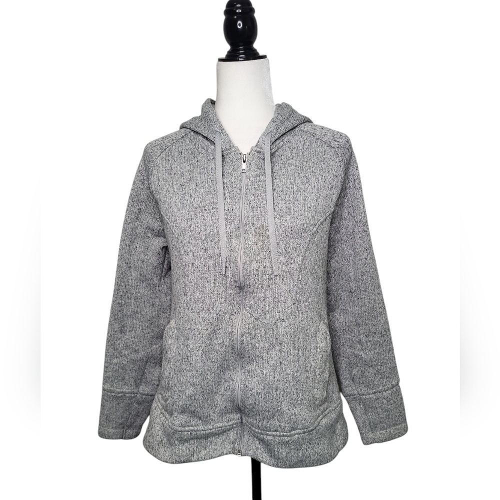 ACX Women's Hoodie Size L Knit Polyester Full Zip Heather Gray